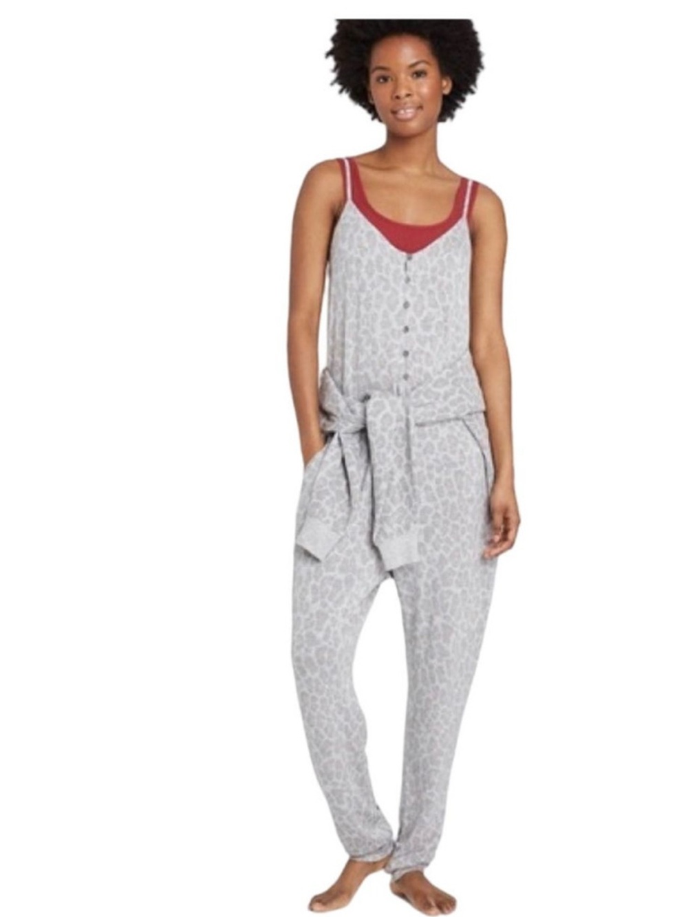 Colsie Leopard Print Lounge Jumpsuit size medium.